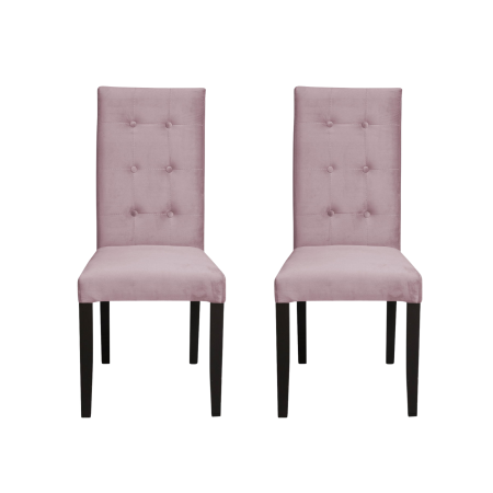 Seturi Scaune - Set 2 scaune living TEO LUX, picioare lemn wenge, stofa roz pudra, 46x60x98 cm