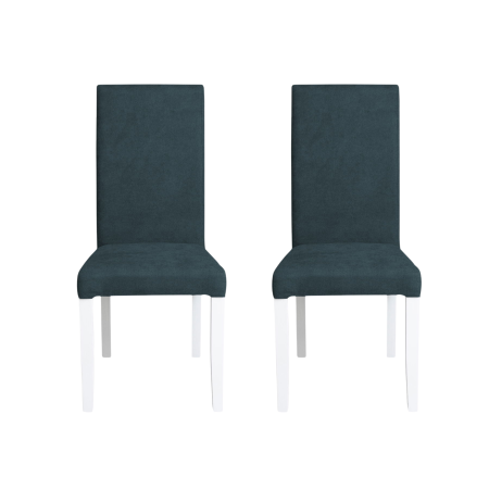 Seturi Scaune - Set 2 scaune living TEO, picioare lemn alb, stofa albastru, 46x60x98 cm