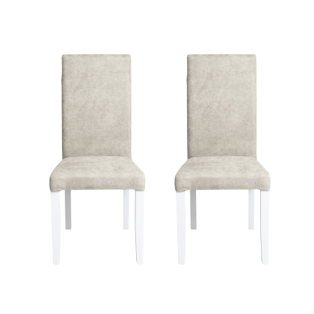 Seturi Scaune - Set 2 scaune living TEO, picioare lemn alb, stofa crem, 46x60x98 cm