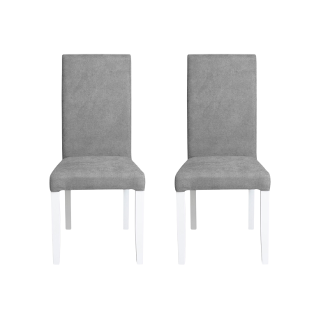 Seturi Scaune - Set 2 scaune living TEO, picioare lemn alb, stofa gri deschis, 46x60x98 cm