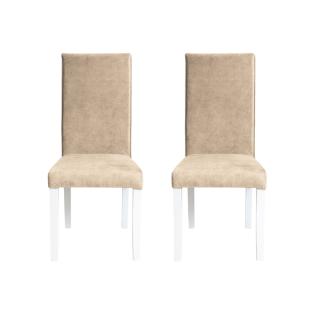 Seturi Scaune - Set 2 scaune living TEO, picioare lemn alb, stofa z bej, 46x60x98 cm