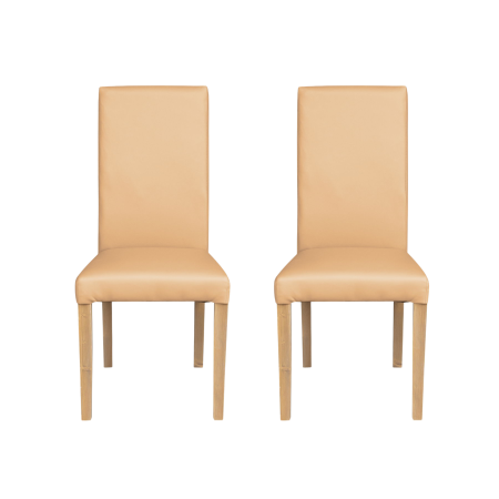 Set 2 scaune living TEO, picioare lemn natur, piele ecologica bej, 46x60x98 cm [0]