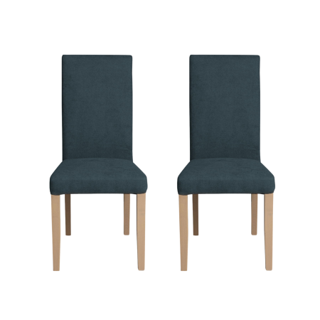 Seturi Scaune - Set 2 scaune living TEO, picioare lemn natur, stofa albastru, 46x60x98 cm