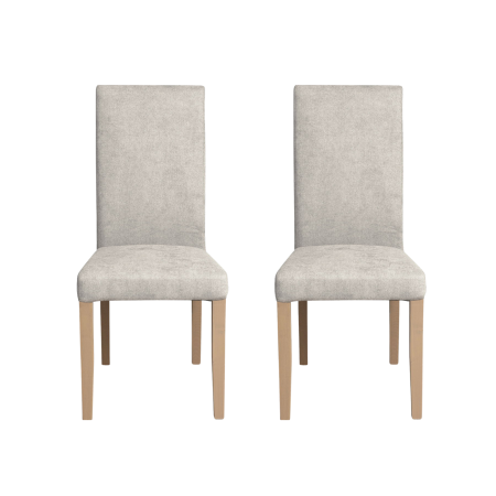 Seturi Scaune - Set 2 scaune living TEO, picioare lemn natur, stofa crem, 46x60x98 cm