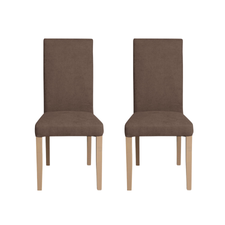 Seturi Scaune - Set 2 scaune living TEO, picioare lemn natur, stofa maro, 46x60x98 cm