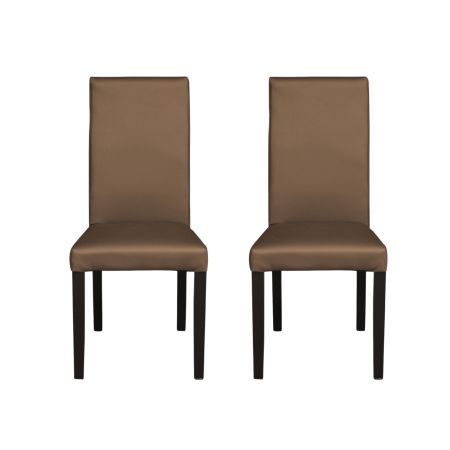 Seturi Scaune - Set 2 scaune living TEO, picioare lemn wenge, piele ecologica cappuccino, 46x60x98 cm