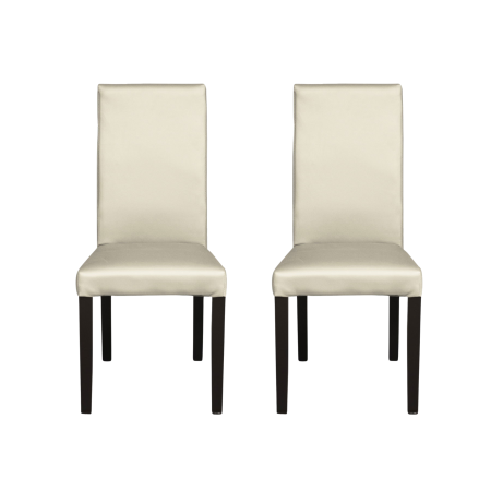 Seturi Scaune - Set 2 scaune living TEO, picioare lemn wenge, piele ecologica crem, 46x60x98 cm