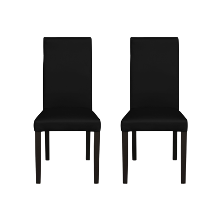 Seturi Scaune - Set 2 scaune living TEO, picioare lemn wenge, piele ecologica negru, 46x60x98 cm