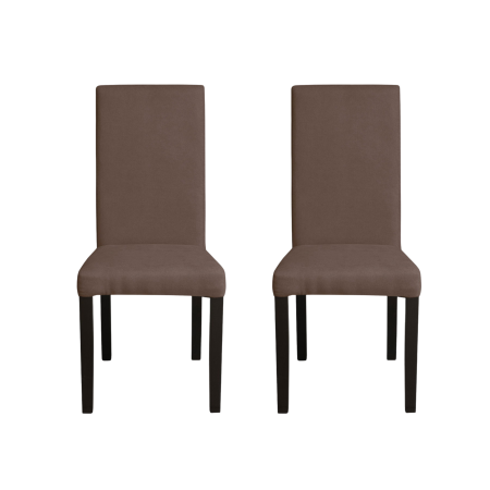 Seturi Scaune - Set 2 scaune living TEO, picioare lemn wenge, stofa maro, 46x60x98 cm