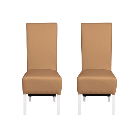 Set 2 scaune living VANESSA, picioare lemn alb, piele ecologica bej inchis, 47x60x110 cm [0]