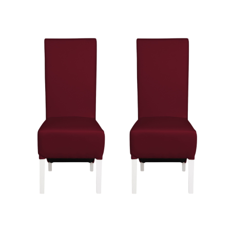 Seturi Scaune - Set 2 scaune living VANESSA, picioare lemn alb, piele ecologica bordo, 47x60x110 cm