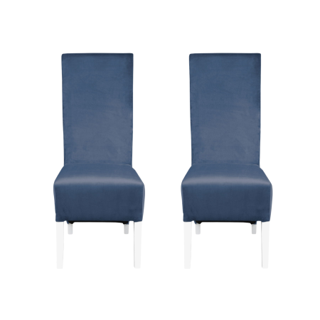 Seturi Scaune - Set 2 scaune living VANESSA, picioare lemn alb, stofa albastru deschis, 47x60x110 cm