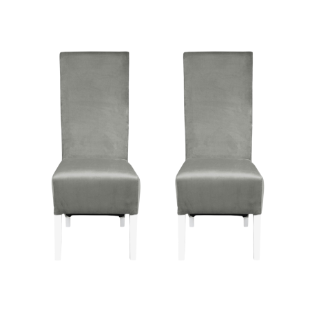 Seturi Scaune - Set 2 scaune living VANESSA, picioare lemn alb, stofa bej, 47x60x110 cm