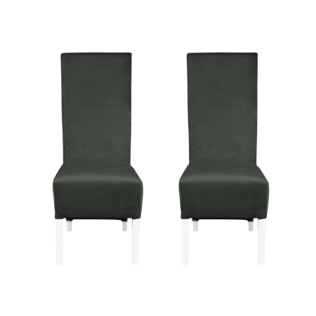 Seturi Scaune - Set 2 scaune living VANESSA, picioare lemn alb, stofa gri inchis, 47x60x110 cm