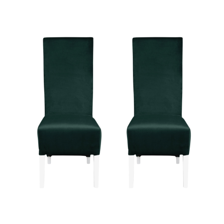 Seturi Scaune - Set 2 scaune living VANESSA, picioare lemn alb, stofa verde smarald, 47x60x110 cm