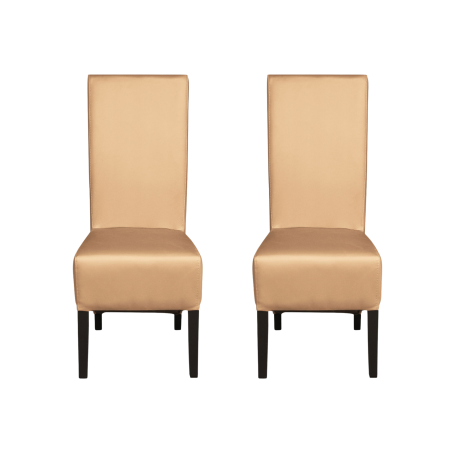 Seturi Scaune - Set 2 scaune living VANESSA, picioare lemn wenge, piele ecologica bej, 47x60x110 cm