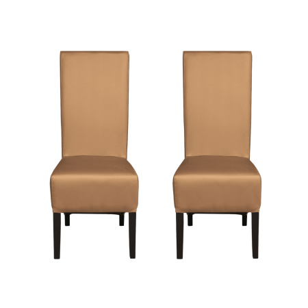 Seturi Scaune - Set 2 scaune living VANESSA, picioare lemn wenge, piele ecologica bej inchis, 47x60x110 cm