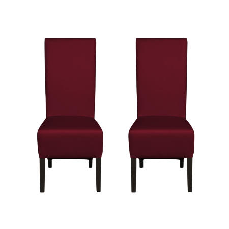 Seturi Scaune - Set 2 scaune living VANESSA, picioare lemn wenge, piele ecologica bordo, 47x60x110 cm