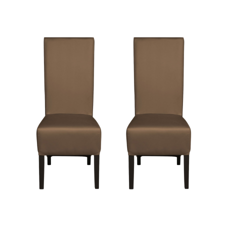 Seturi Scaune - Set 2 scaune living VANESSA, picioare lemn wenge, piele ecologica cappuccino, 47x60x110 cm