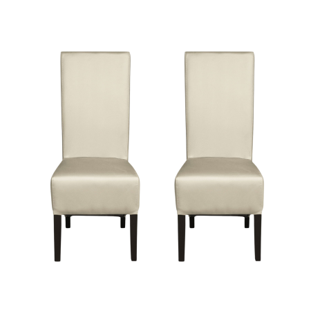 Seturi Scaune - Set 2 scaune living VANESSA, picioare lemn wenge, piele ecologica crem, 47x60x110 cm