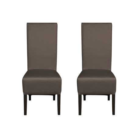 Seturi Scaune - Set 2 scaune living VANESSA, picioare lemn wenge, piele ecologica gri elefant, 47x60x110 cm