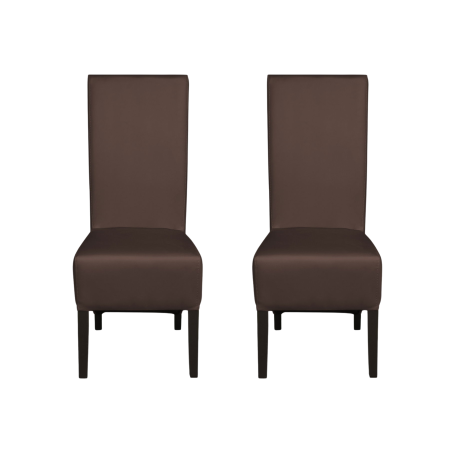 Seturi Scaune - Set 2 scaune living VANESSA, picioare lemn wenge, piele ecologica maro deschis, 47x60x110 cm