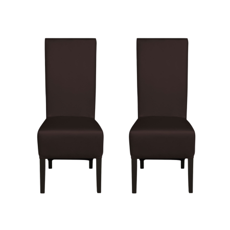 Seturi Scaune - Set 2 scaune living VANESSA, picioare lemn wenge, piele ecologica maro inchis, 47x60x110 cm