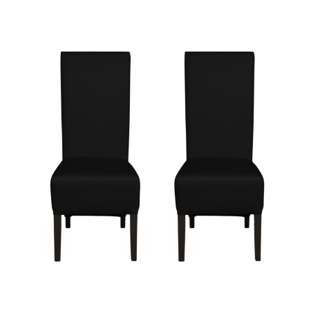 Seturi Scaune - Set 2 scaune living VANESSA, picioare lemn wenge, piele ecologica negru, 47x60x110 cm