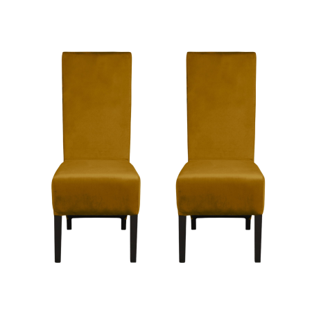 Seturi Scaune - Set 2 scaune living VANESSA, picioare lemn wenge, stofa galben, 47x60x110 cm