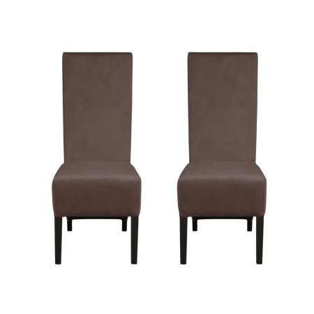 Seturi Scaune - Set 2 scaune living VANESSA, picioare lemn wenge, stofa maro, 47x60x110 cm