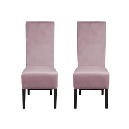 Seturi Scaune - Set 2 scaune living VANESSA, picioare lemn wenge, stofa roz pudra, 47x60x110 cm