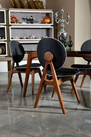 Scaune Dining - Set 2 scaune TOUCH, nuc, 54x55x93 cm