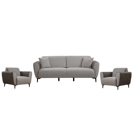 Set Canapea si Fotolii - Set AREN 3-1-1, canapea extensibila 3 locuri si 2 fotolii fixe, gri