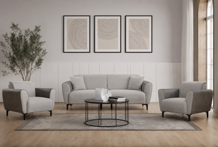 Set AREN 3-1-1, canapea extensibila 3 locuri si 2 fotolii fixe, gri [10]
