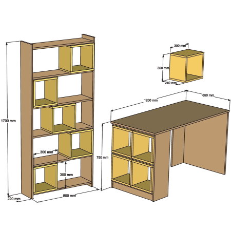 Set birou si biblioteca BOX, 3 piese [2]