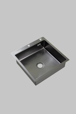 Sanitare - Set chiuveta bucatarie, inox 3 mm, baterie extractibila 3 functii, cos scurgere vase, dozator detergent, 50x50 cm