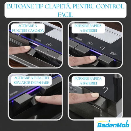 Set chiuveta multifunctionala smart, inox auriu 3 mm, afisaj digital, doua cascade, spalator pahare, dozator detergent, baterie extensibila cu 3 functii, tocator, tava si sita inclusa, 75X45 cm [6]