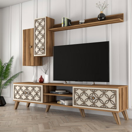 Livinguri - Set Living CLASS S, comoda TV cu raft de perete si dulapuri