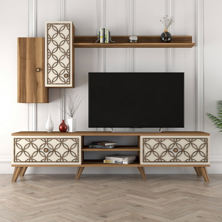 Livinguri - Set Living CLASS S, comoda TV cu raft de perete si dulapuri