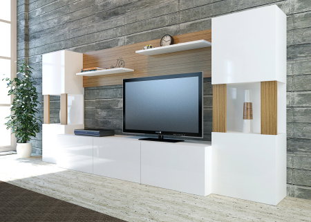 Livinguri - Set Living LORE, comoda TV, 5 usi, 160x31,5x125 cm