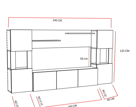 Set Living LORE, comoda TV, 5 usi, 160x31,5x125 cm [7]