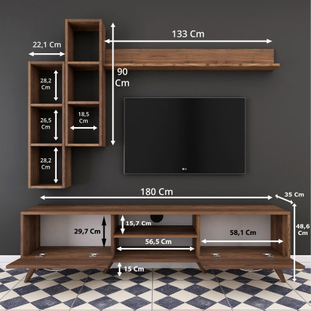 Set Living M16, comoda TV si corpuri suspendate, 180x35x48,6 cm [10]