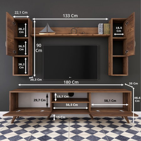 Set Living M27, comoda TV si corpuri suspendate, 180x35x48,6 cm [10]