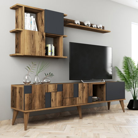 Livinguri - Set Living MADRID, comoda TV si corpuri suspendate, 180x33,8x48,6 cm