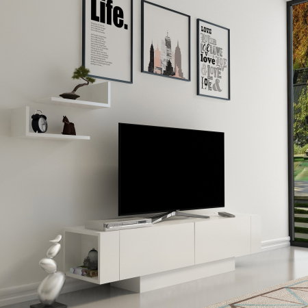 Livinguri - Set Living MATERA, comoda TV si rafturi suspendate, 150x31,5x41,6 cm