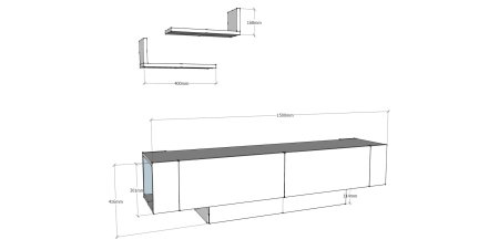 Set Living MATERA, comoda TV si rafturi suspendate, 150x31,5x41,6 cm [4]