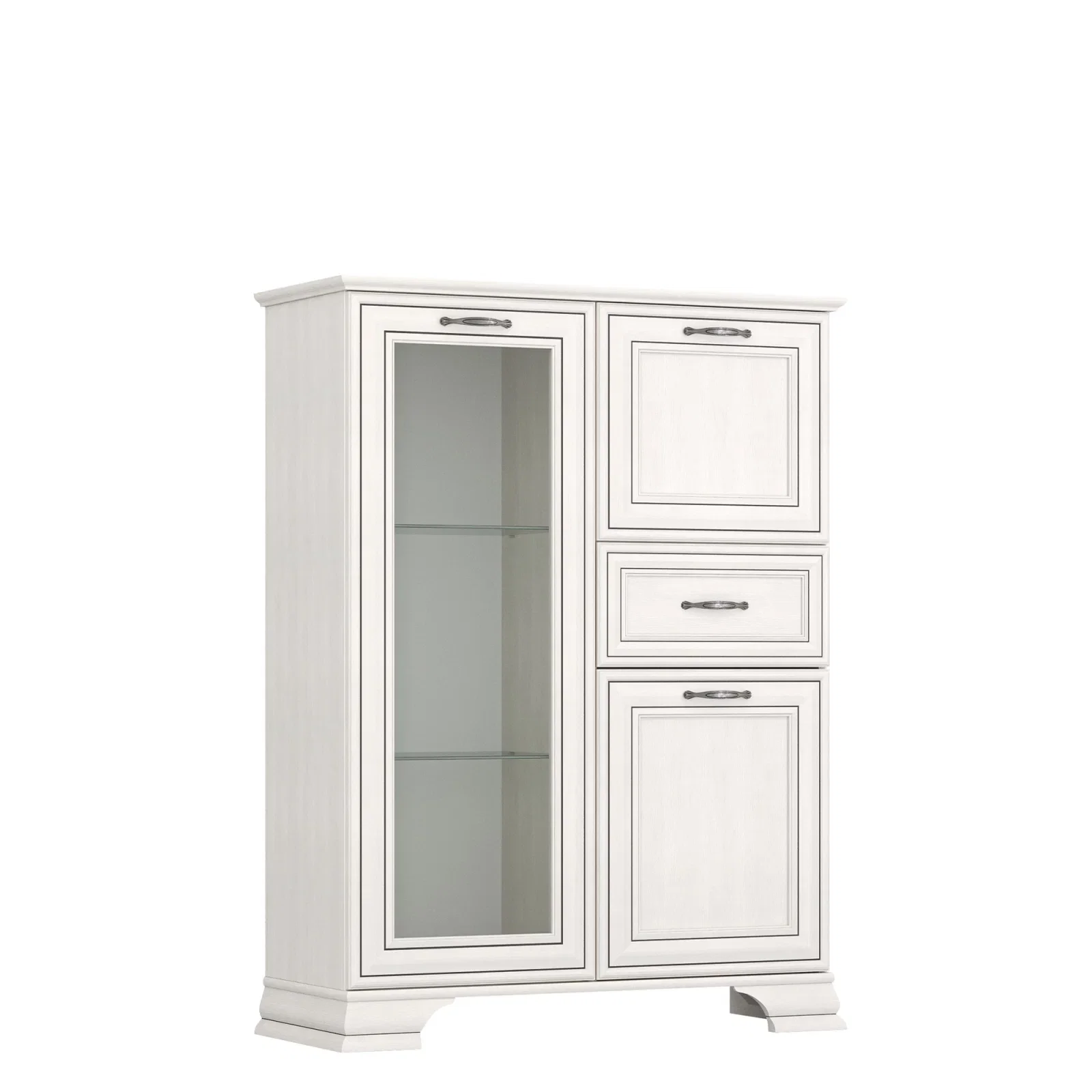 Colectia TIFFANY - Set living TIFFANY II, 3 piese, comode TV cu 2 sertare, comoda cu 3 usi si 1 sertar, masuta de cafea, crem fineline