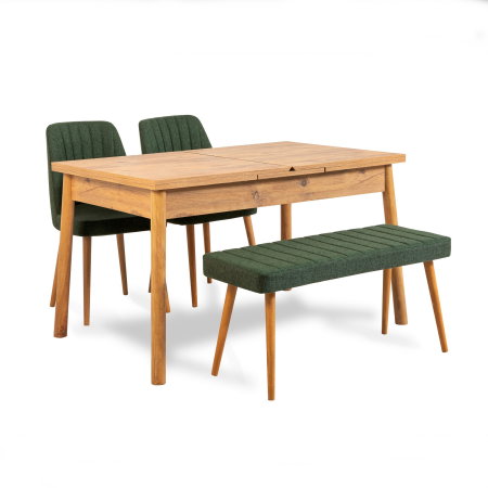 Mese si Scaune - Set masa extensibila si scaune SANTIAGO ATLANTICE, 4 piese, pin atlantic, 120-153x75x77 cm