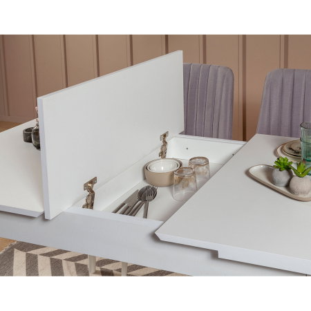 Mese si Scaune - Set masa extensibila si scaune VINA, 4 piese, 129-163x80x75 cm