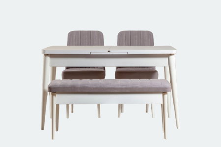 Mese si Scaune - Set masa extensibila si scaune VINA, 4 piese, 129-163x80x75 cm